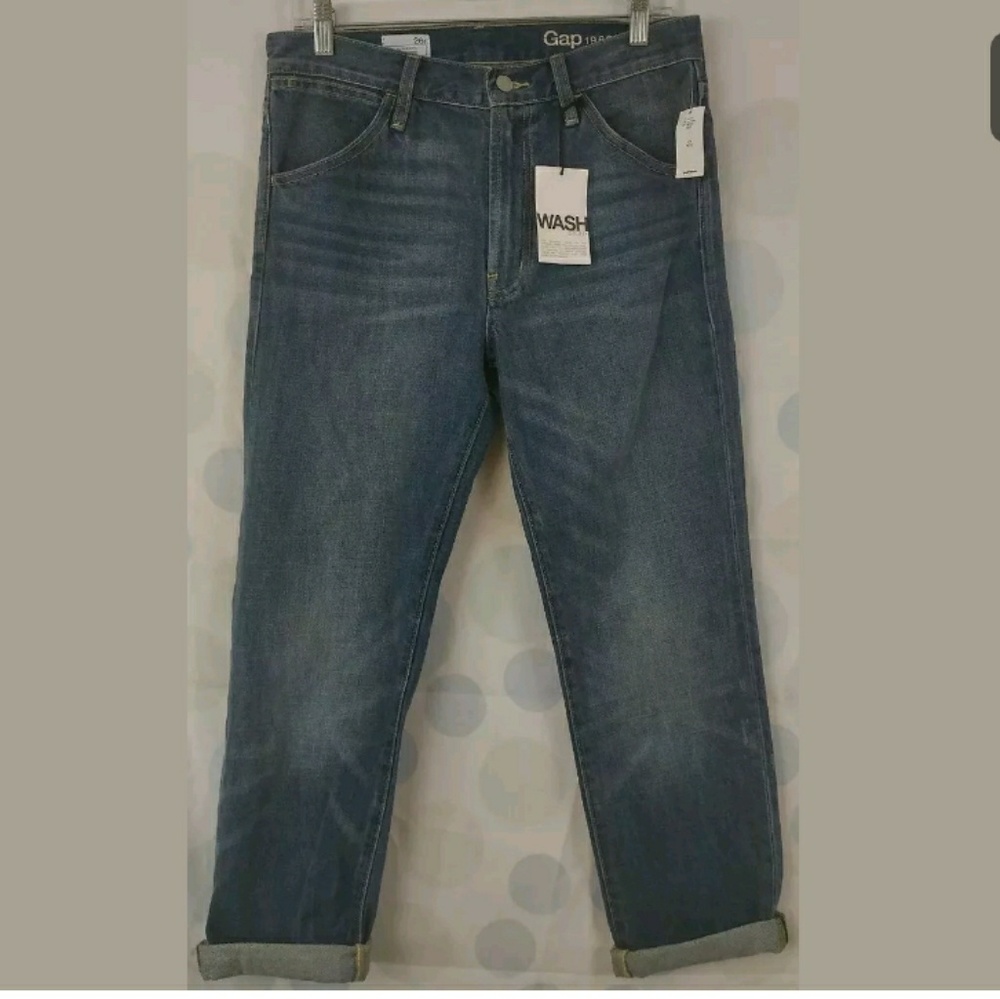 Gap 26 Authentic Boyfriend Cuffed Ankle Jeans New